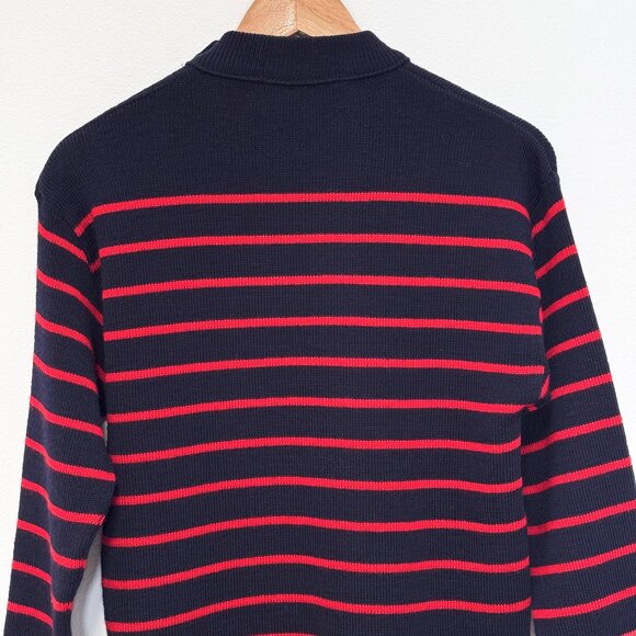 Vintage Rutland Knitwear Navy and Red Stripe British Wool Sweater Size 40/42 - Picture 6 of 12